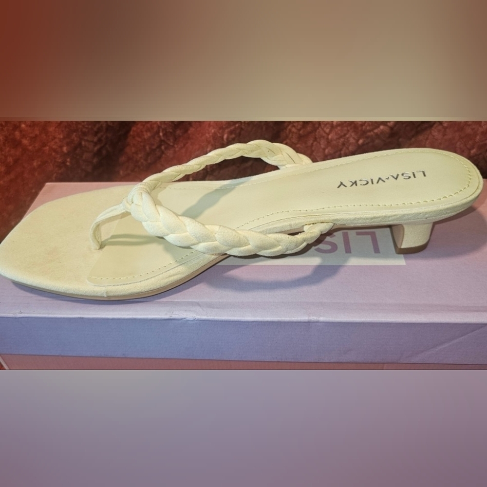 LISA VICKY BEAUTY--Pale Yellow Braided Heels